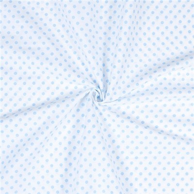 Ткань на отрез бязь плательная 150 см 1359/23А белый фон голубой горох