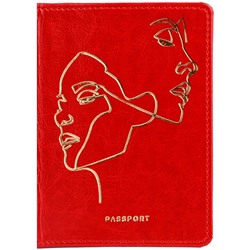 Обложка "Паспорт" OfficeSpace "Life line" (311102) иск. кожа гладкая, тиснение фольгой, красная