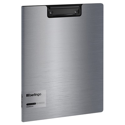 Доска-планшет с зажимом и крышкой Berlingo "Steel&Style", пластик (полифом) (PPf_93102) серебристый металлик/черная