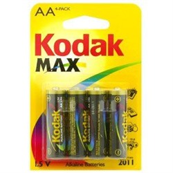 Батарейка LR6 "Kodak MAX", алкалиновая, на блистере BL4