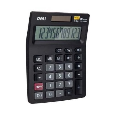 Калькулятор 12 разрядов E1519A черный (1003508) Deli {Китай}