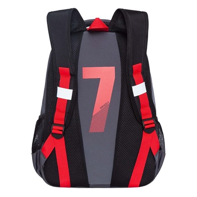 Рюкзак GRIZZLY "Number 7" (RB-254-2) 39*28*19см, цвет черный-красный, анатомическая спинка