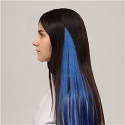 Локон накладной, прямой волос, на заколке, 50 см, 5 гр, цвет синий