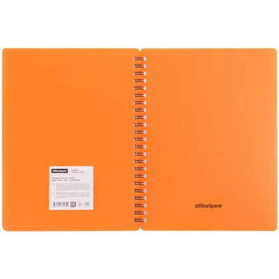 Тетрадь 60л. на спирали OfficeSpace "Neon. Оранжевая", клетка (Т60спкП_35435) пластиковая обложка