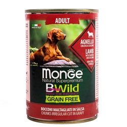 Влажный корм Monge Dog BWild GRAIN FREE для взрослых собак, ягненок/тыква/кабачки, 400 г