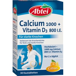 Abtei Кальций 1000 + Витамин D3 Osteo Vital Жевательные таблетки	, 30 шт