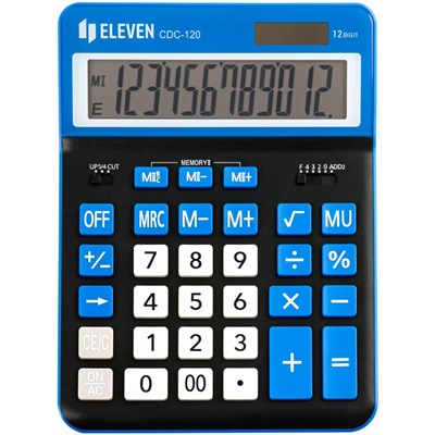 Калькулятор настольный ELEVEN CDC-120-BK/NV, 12-разрядный, 155*206*38мм, дв.питание, черно - темно-синий