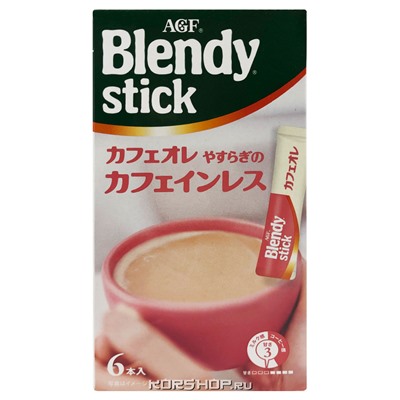 Растворимый кофе с молоком с низким содержанием кофеина 3 в 1 Blendy stick AGF, Япония, 54 г Акция