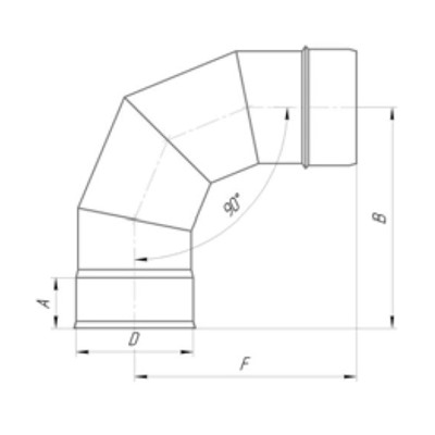 Отвод 90°, d 120 мм, нержавейка 0.5 мм