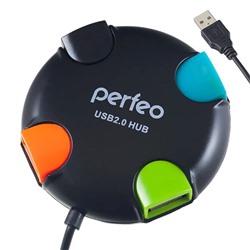 Разветвитель USB 2.0 "Perfeo", 4 порта (PF-VI-H020 4283) черный