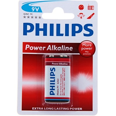 Батарейка 6LR61 9V "Philips Power" алкалиновая, BL1