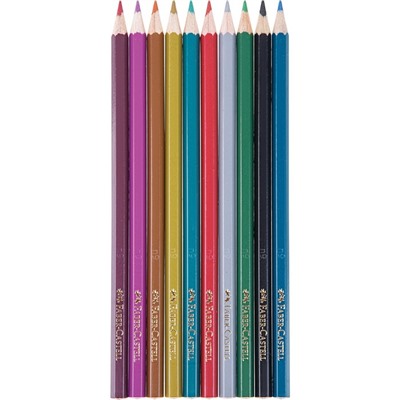 Карандаши цветные Faber-Castell, 10 цветов, металлик, заточенные, в картонной упаковке