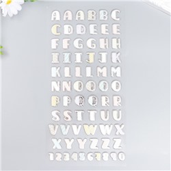 Наклейка пластик "Английский алфавит и цифры. Геометрия" серебристая обводка 31х14 см