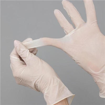 Перчатки латексные опудренные Eco, размер М, смотровые, нестерильные, 100 шт/уп, цена за 1 шт, цвет белый