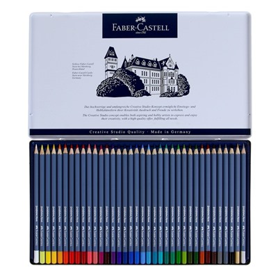 Карандаши акварельные набор 36 цветов, Faber-Castell Goldfaber Aqua, в металлическом пенале