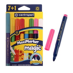 Фломастеры 8 цветов 5.0 мм Centropen 8649 Magic, меняющие цвет, 7 цветов + 1 поглатитель, картонная упаковка, европодвес