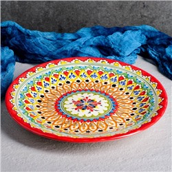 Тарелка Риштанская Керамика "Кора Калам",  27 см, разноцветная
