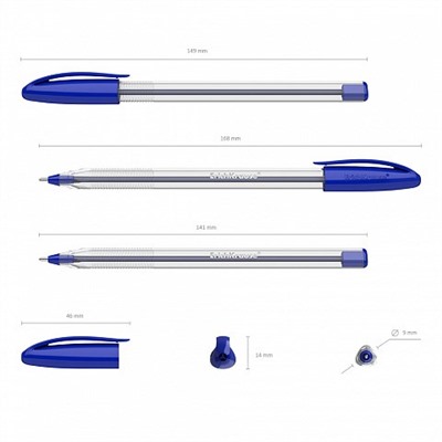 Ручка шар. ErichKrause "Ultra Glide Technology U-108" (47564) синяя, 1мм, прозрачный трехгран. корпус, игольчатый стержень