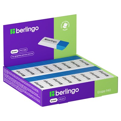 Ластик Berlingo "Eraze 940" (BLc_00940) прямоугольный, термопластичная резина, 52*14*8мм