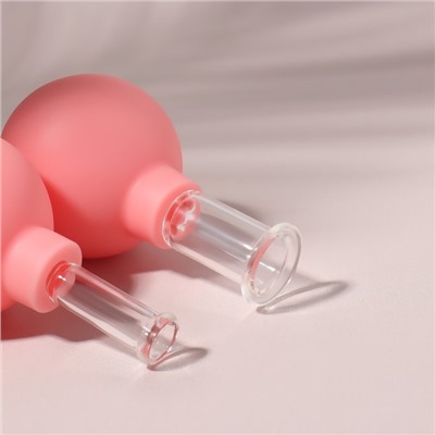 Набор вакуумных банок для массажа, стеклянные, d 1,5/2,4 см, 2 шт, цвет розовый