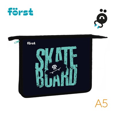 Папка для тетрадей А5, молния сверху Först "Skateboard" (FT-PP-A50413) пластик