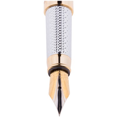 Ручка Delucci перьевая "Celeste" (CPs_81913) корпус серебристый с рифлением, 0.8мм, подар. уп.