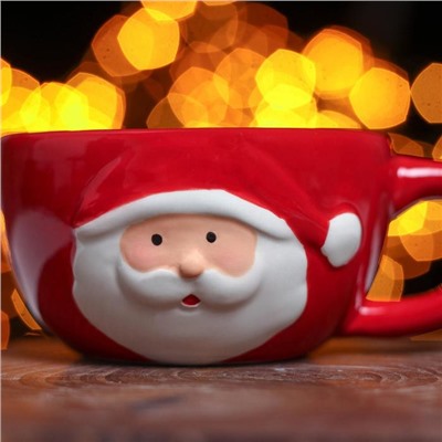 Чайная пара Доляна «Дедушка Мороз», чашка 225 мл, блюдце