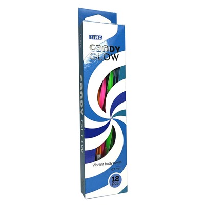 Ручка шар. LINC "Candy Glow" (7008LN, 248678) синяя, 0.7мм, корпус цветной в ассорт., одноразовая