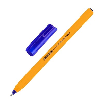 Ручка шар. Pensan "TR-23" (2023) синяя, 1мм, трехграннный желтый корпус, на масляной основе