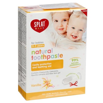 Набор Splat Baby: зубная паста детская, ваниль, 40 мл + щётка-напальчник