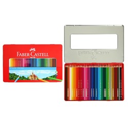 Карандаши 36 цвета Faber-Castell «Замок», шестигранный корпус, заточенные, в металлическом пенале