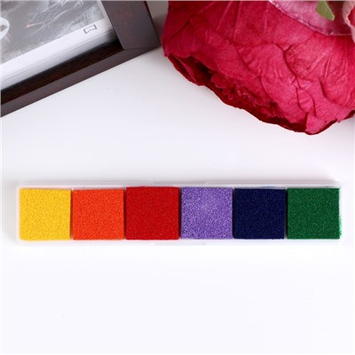 Штемпельная подушка "Цветная" (1 подушка -6 цветов), 2,2х1,5х13,3 см