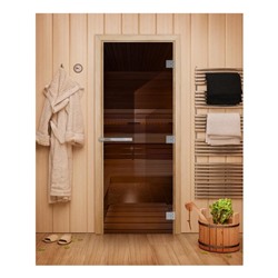 Дверь для бани стеклянная «Эталон», размер коробки 190 × 70 см, правая, цвет бронза