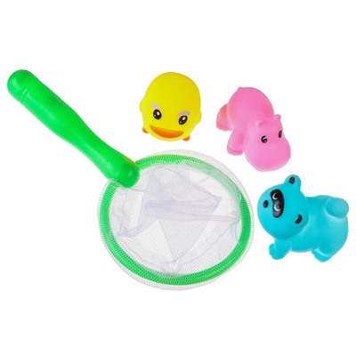 Набор игрушек для ванны «Кругляшики» + сачок + 3 пвх игрушки