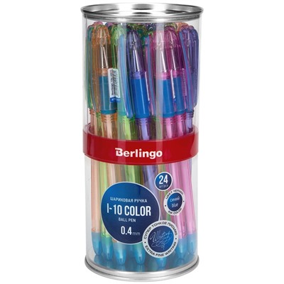 Ручка шар. Berlingo "I-10 Color" (CBp_40015) на масляной основе, синяя, 0.4мм, тонированный корпус ассорти