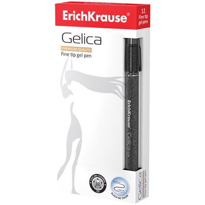 Ручка гелевая ErichKrause "Gelica" (45472) черная, 0.5мм, игольчатый стержень