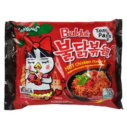 Острая лапша б/п со вкусом курицы в томатной пасте Hot Chicken Ramen Samyang, Корея, 140 г