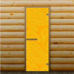 Дверь для бани и сауны "Перья", 190 х 67 см, с фотопечатью 6 мм Добропаровъ