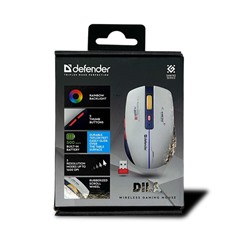 Мышь беспроводная Defender "Dila" белая/синяя, USB (MM-282, 52282) с подсветкой