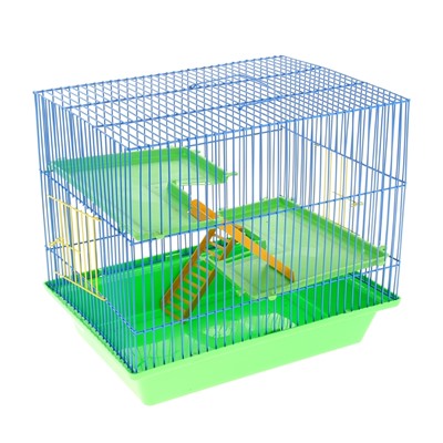 Клетка для грызунов Гризли 3 с пластиковыми полками и лесенками, 41 х 30 х 38 см, микс