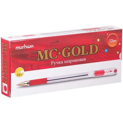 Ручка шар. Munhwa "MC Gold" на масляной основе, красная 0.5мм (BMC-03)
