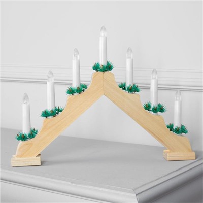 Фигура светодиодная деревянная «Горка рождественская», 7 LED свечей, 220V, свечение тёплое белое