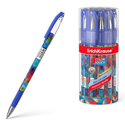 Ручка шар. ErichKrause "Color Touch Pachwork" (50742) синяя, 0.7мм, корпус с принтом, грип