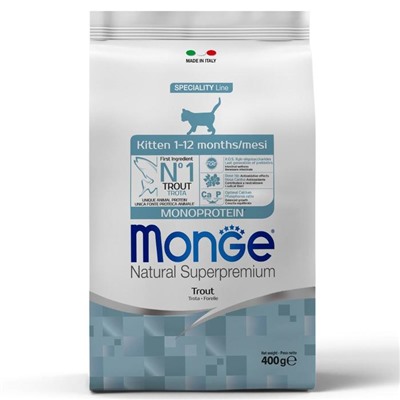 Сухой корм Monge Cat Speciality Line Monoprotein для котят, форели 400 г