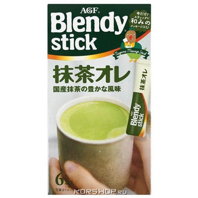 Растворимый зеленый чай с молоком Blendy Stick AGF, Япония, 60 г Акция