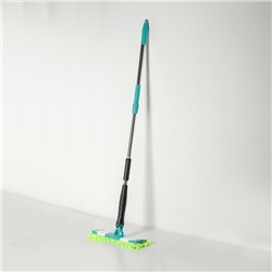 Швабра для мытья пола плоская с отжимом Доляна «Twist», телескопическая ручка 95-120, насадка микрофибра букли 32×9 см, цвет МИКС