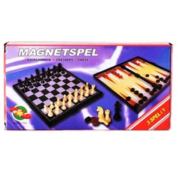 Шахматы, шашки, нарды, 3 в 1, магнитные, размер поля 29*29см (3270/6504)