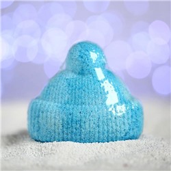 Бомбочка для ванн «Вязаная шапочка», синяя, с ароматом шоколада