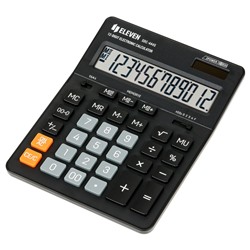 Калькулятор настольный ELEVEN SDC-444S, 12-разрядный, 155*205*36мм, дв.питание, черный