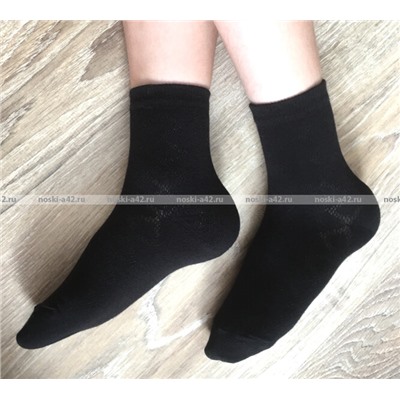 ЮстаТекс носки подростковые 1с8 (3с35) хлопок с лайкрой черные